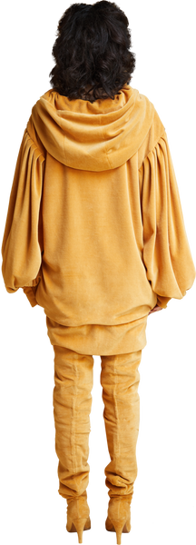 1860s Velvet Oversized Hoodie with Tassels in Gold