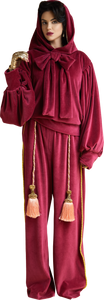 "General" Velvet Sport Pants with Tassels in Scarlet