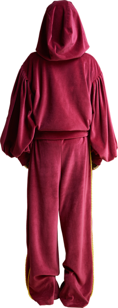 "General" Velvet Sport Pants with Tassels in Scarlet