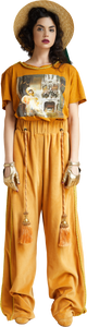 "General" Velvet Sport Pants with Tassels in Gold
