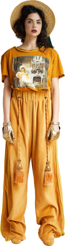 "General" Velvet Sport Pants with Tassels in Gold