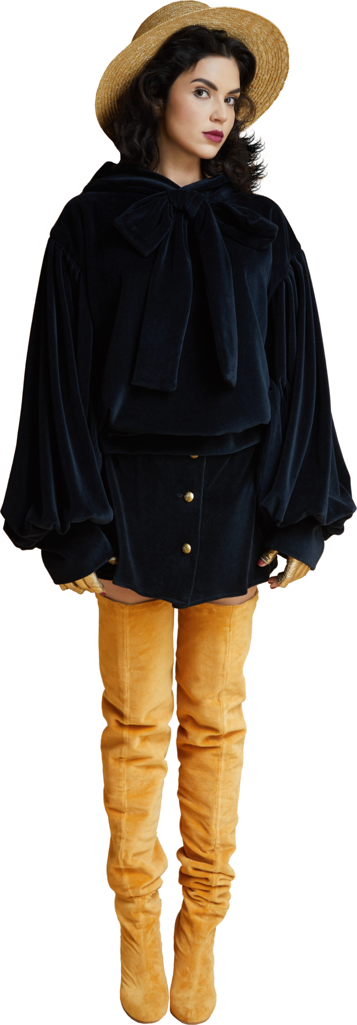 "General" Velvet Mini Skirt in Dark ash