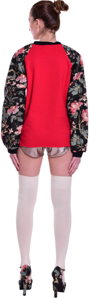 Flower Coated Sweatshirt in Lipstick Queen of Trouble