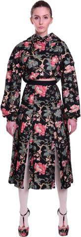 Floral Pleated Skirt
