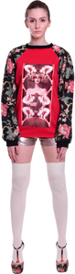 Flower Coated Sweatshirt in Lipstick Queen of Trouble