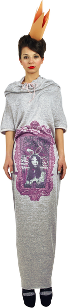 Princely Maxi Length Hoodie "Princess Alice" on Asphalt in the Sun