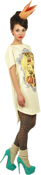 Long Princely T-Shirt "Le Roi Rasta" in Vanilla