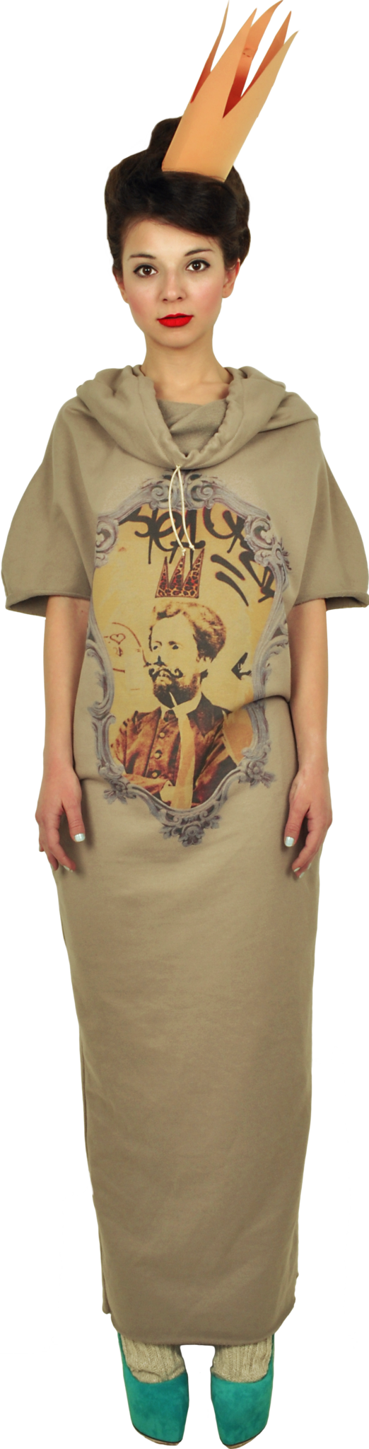 Princely Maxi Length Hoodie "Le Roi Rasta" in Peanut Butter