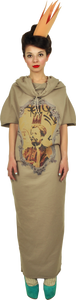 Princely Maxi Length Hoodie "Le Roi Rasta" in Peanut Butter