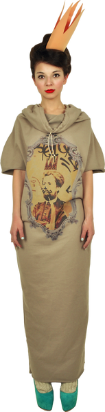 Princely Maxi Length Hoodie "Le Roi Rasta" in Peanut Butter