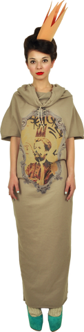 Princely Maxi Length Hoodie "Le Roi Rasta" in Peanut Butter