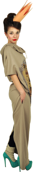 Princely Maxi Length Hoodie "Le Roi Rasta" in Peanut Butter