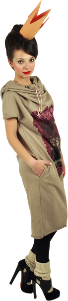 Princely Midi Hoodie "Princess Alice" in Peanut Butter