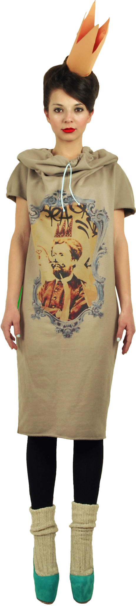 Princely Midi Hoodie "Le Roi Rasta" in Peanut Butter