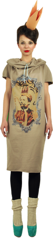 Princely Midi Hoodie "Le Roi Rasta" in Peanut Butter