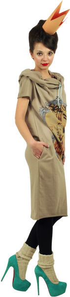 Princely Midi Hoodie "Le Roi Rasta" in Peanut Butter