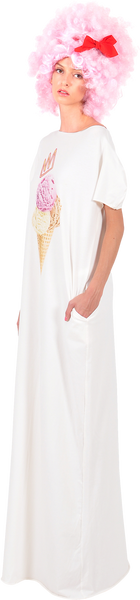 Princely "Royal IceCream" full-lenght T-shirt in Whip Cream