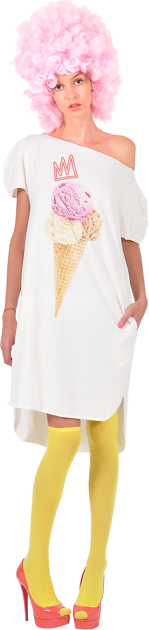 Princely "Royal IceCream" long T-shirt in Whip Cream
