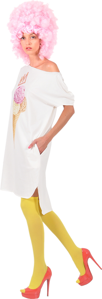 Princely "Royal IceCream" long T-shirt in Whip Cream